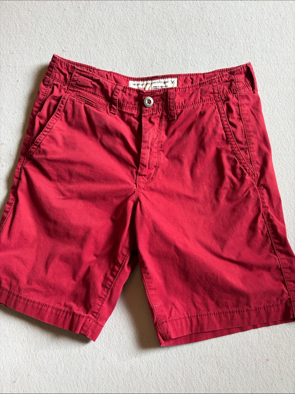 American Eagle Outfitters Men's Flat Front Shorts in Burgandy
